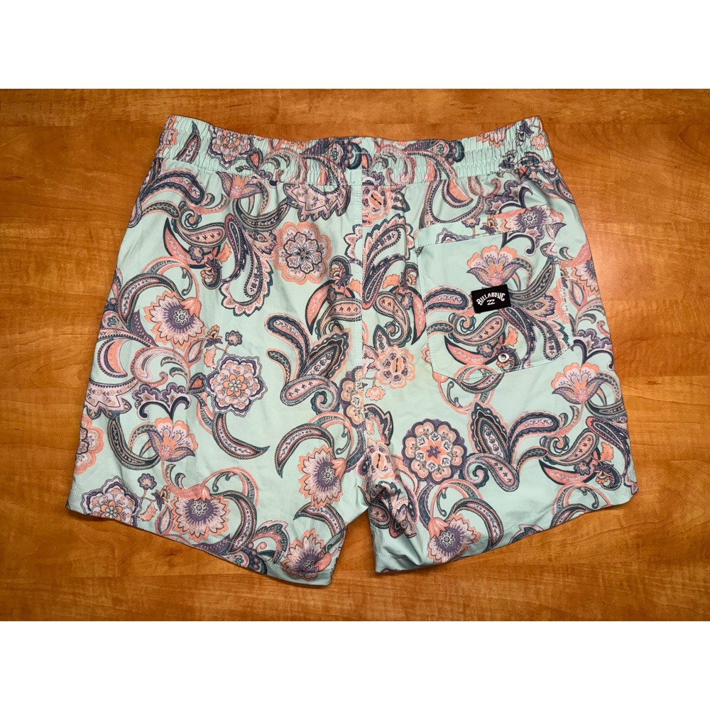 Billabong Recycler Layback Mens Board Shorts Mint Green Paisley Swim Trunks M - Picture 5 of 7
